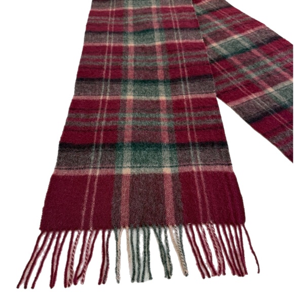 Rong Guan Tartan Wool Scarf – Burgundy & Grey Plaid - Picture 6 of 10